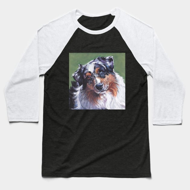 Australian Shepherd Fine Art Painting Baseball T-Shirt by LASHEPARD